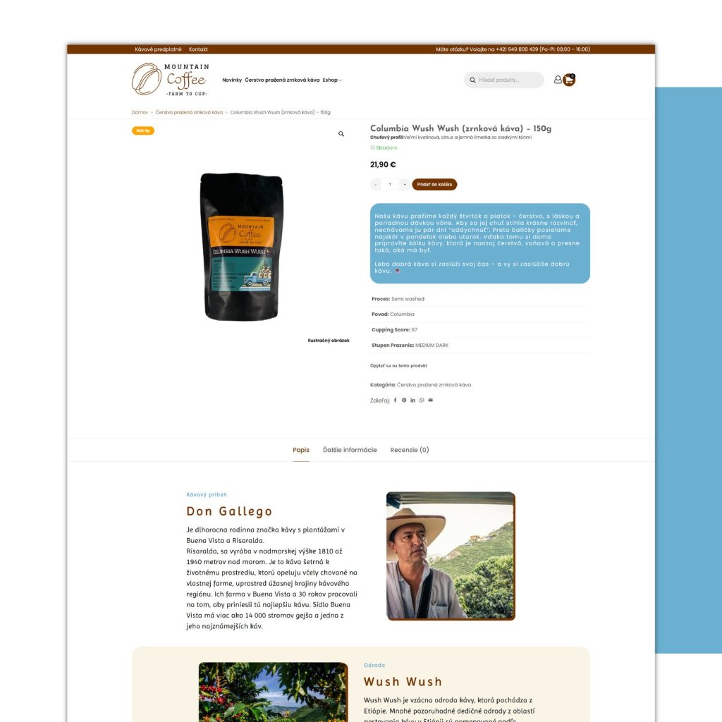 Ukážka realizácie Mountaincoffee.sk od Finestudio