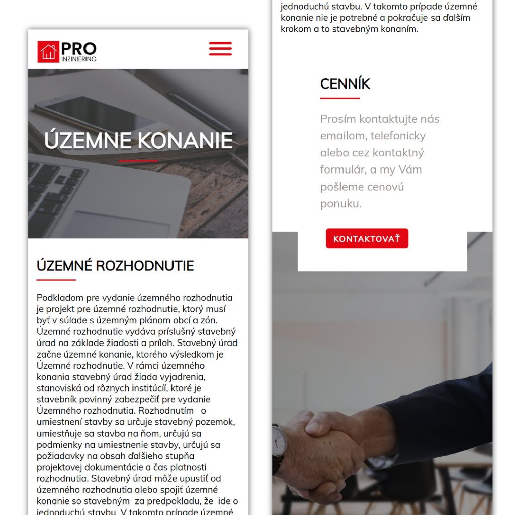 Ukážka realizácie Proinziniering.sk od Finestudio